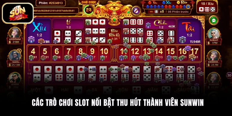 Các trò chơi slot nổi bật thu hút thành viên SUNWIN